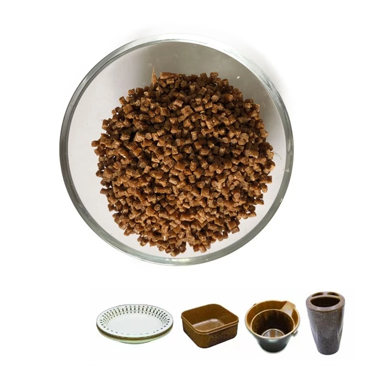 PE/PP/TPU + قش القمح المواد الخام الكريات قشر الأرز تمزيقه ألياف حبوب جوز الهند ألياف الخشب ألياف الخيزران ألياف الشاي